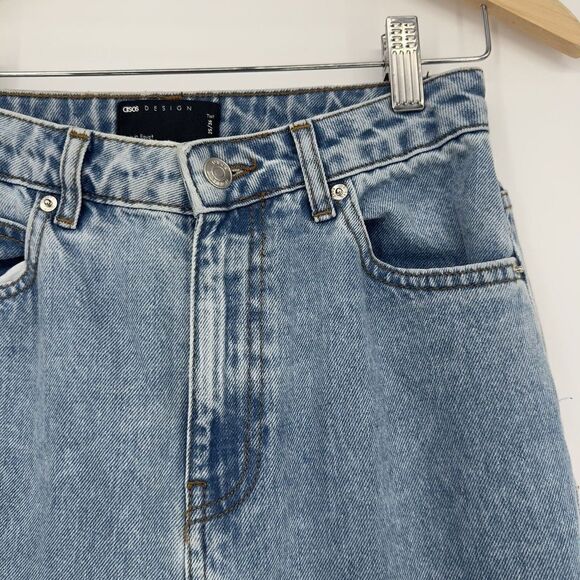 Asos Design Denim Women's Sz 25 x 36 High Waisted Light‎ Wash Straight Leg Jeans - Picture 5 of 9